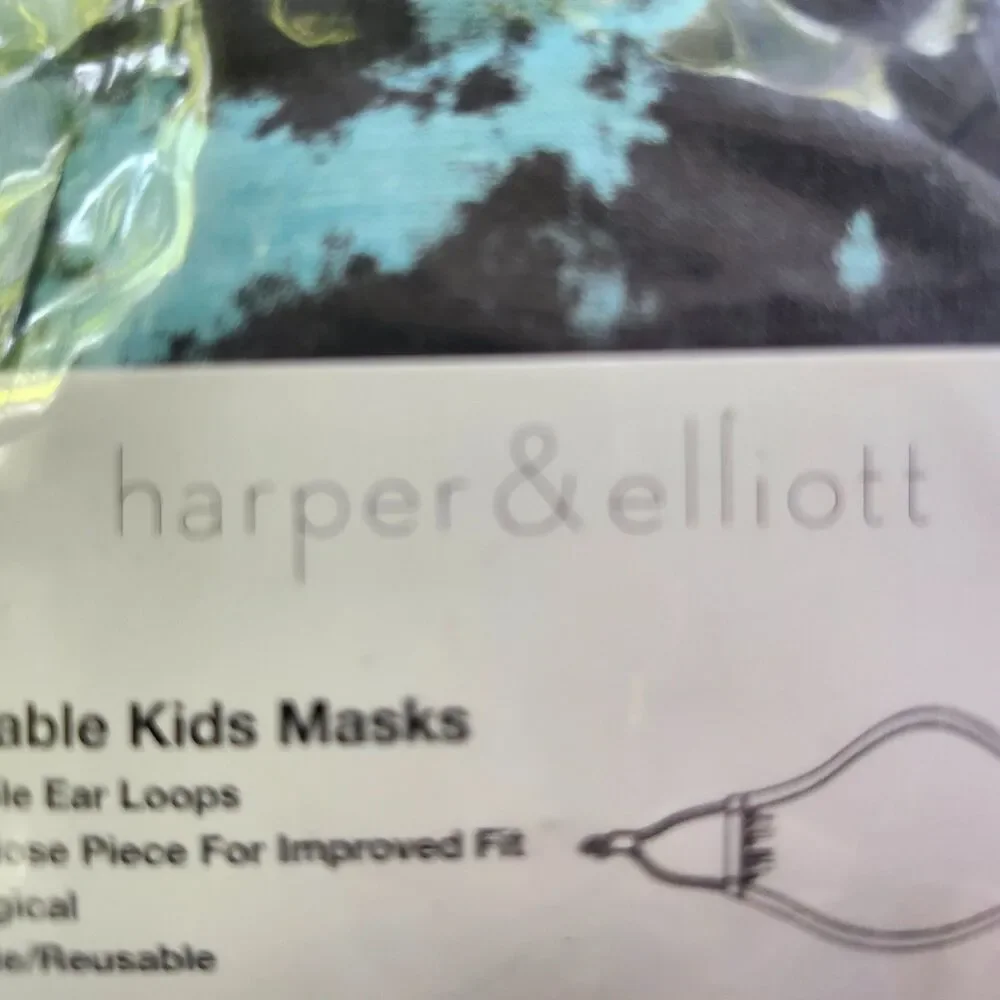 Harper & Elliott Kids Face Masks 3-Pack Reusable Washable Adjustable Tie-Dye NEW